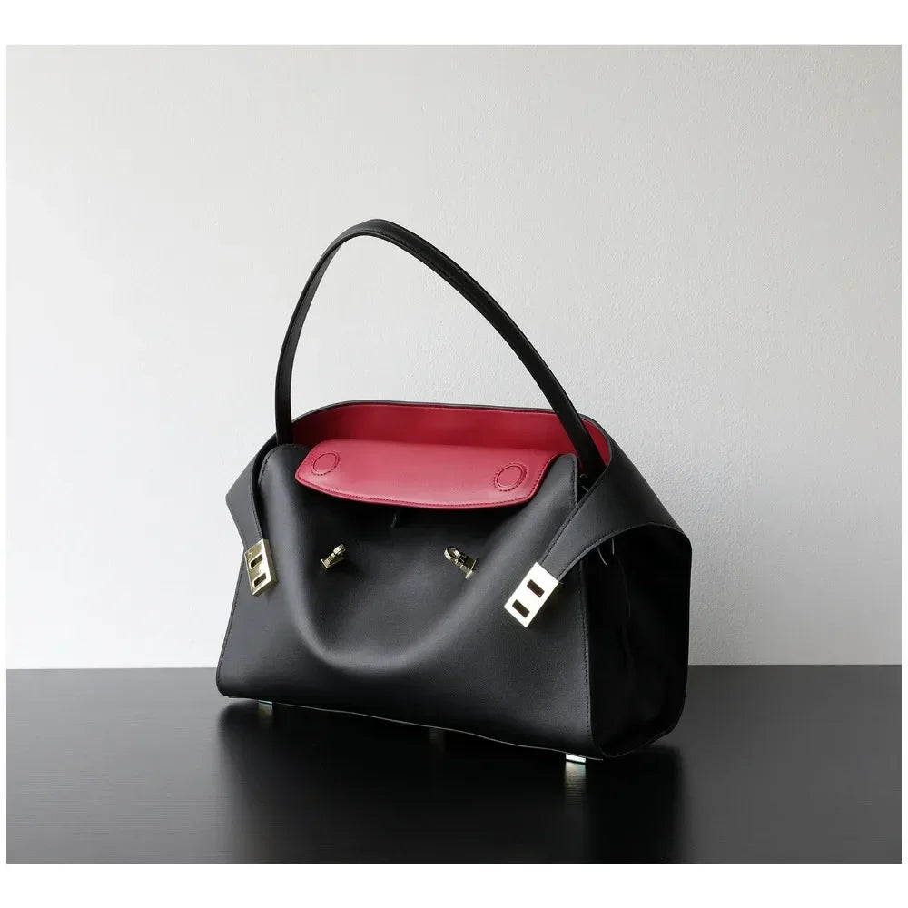 Sac Épaule Cuir Suédé Femme Verrou Métallique Style Minimaliste – CLEVI Paris