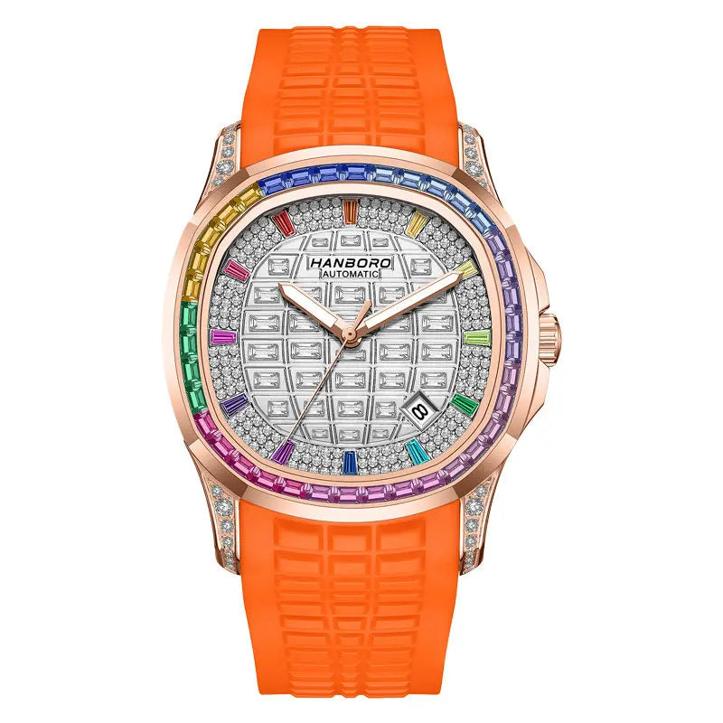HANBORO 754 Montre Homme Automatique Miyota 8215 Carrée Saphir Cristaux – CLEVI Paris