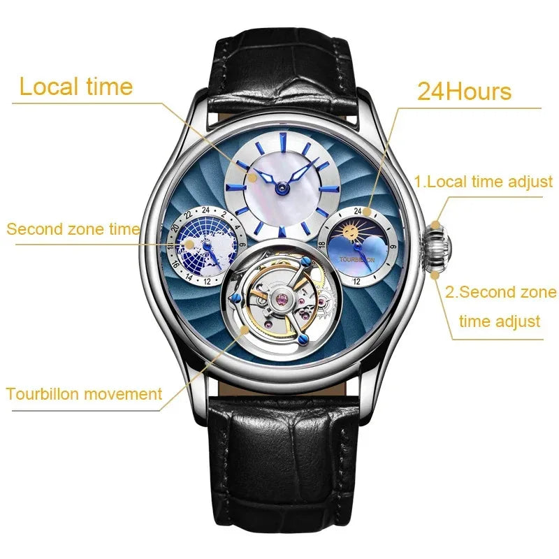 Montre Homme Tourbillon Volant AESOP – Squelette Double Face Verre Saphir Étanche 100m Édition Limitée – CLEVI Paris