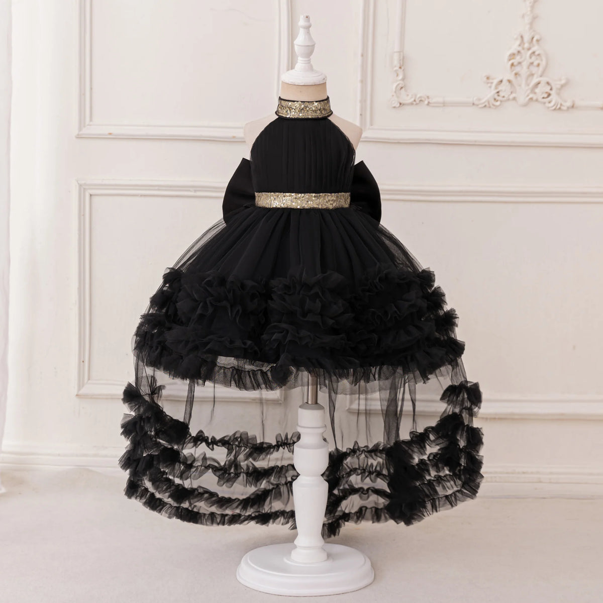 Robe cérémonie fille à paillettes et nœud – CLEVI Paris