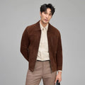 Blouson homme marron aspect daim zippé – CLEVI Paris