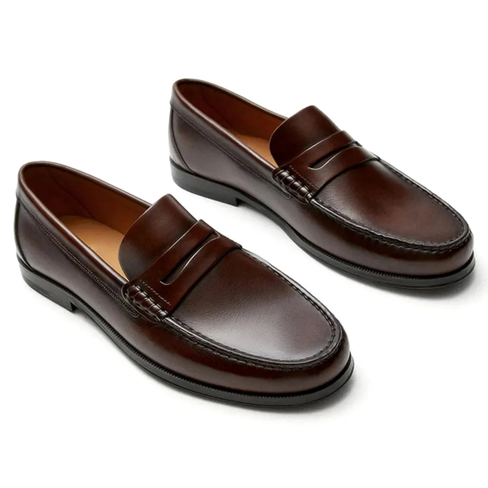 Loafers Mocassins Vintage Homme Cuir de Veau Première Couche Respirant Slip-On | Conduite EU 39-46