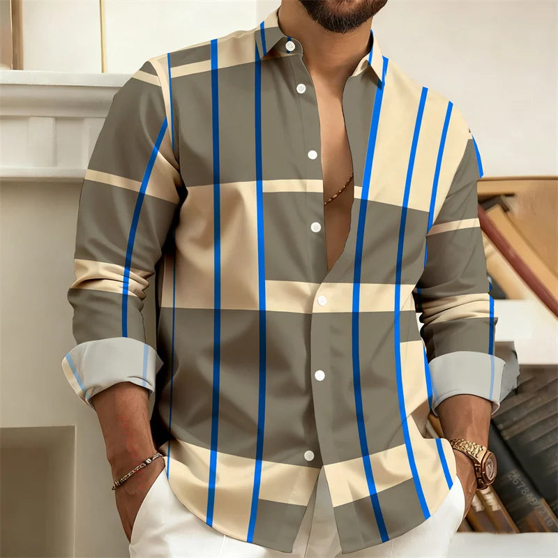 Chemise rayée homme manches longues – CLEVI Paris