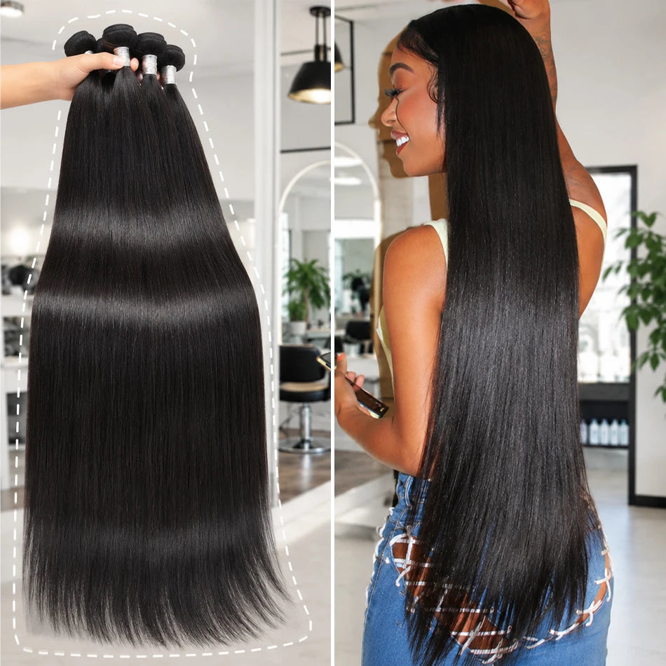 Extensions Bone Straight Cheveux Péruviens Vierges 15A – Bundles 1/2/3/4 Pcs – CLEVI Paris