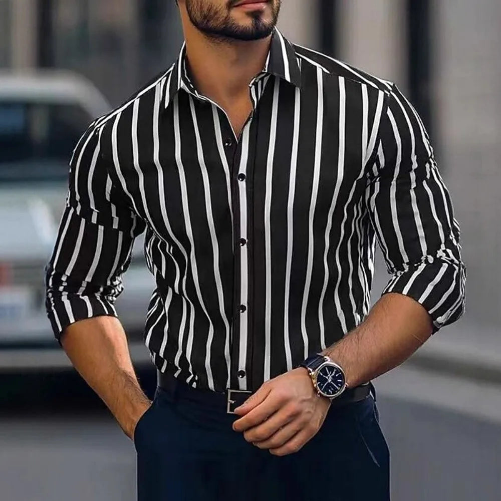 Chemise homme business rayée en soie – CLEVI Paris