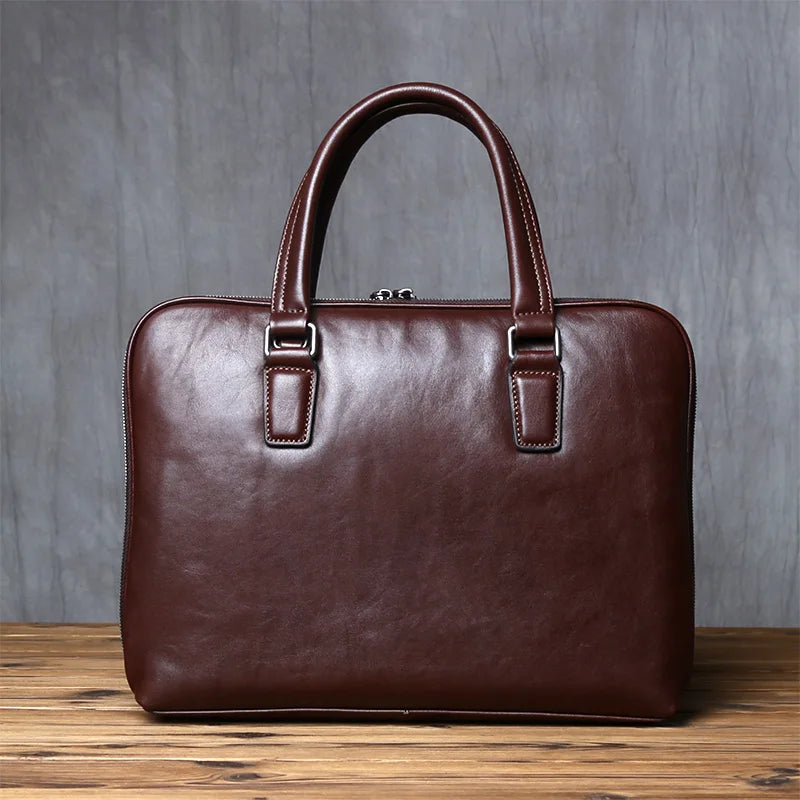 Serviette Homme Cuir Vache Vintage Business Laptop 14" – CLEVI Paris