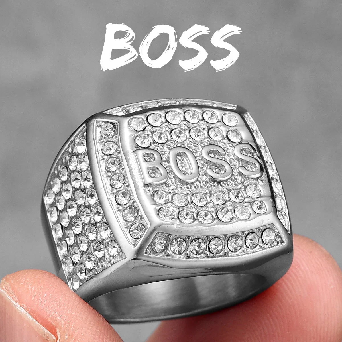 Bague Homme Punk Acier Inoxydable 316L Strass – CLEVI Paris