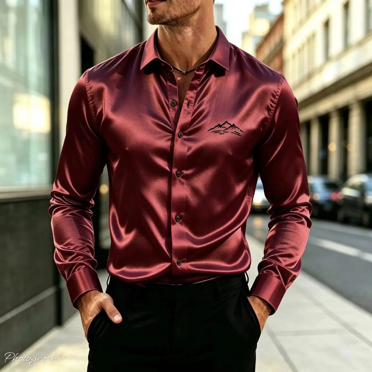 Chemise homme imprimé montagne noire – CLEVI Paris
