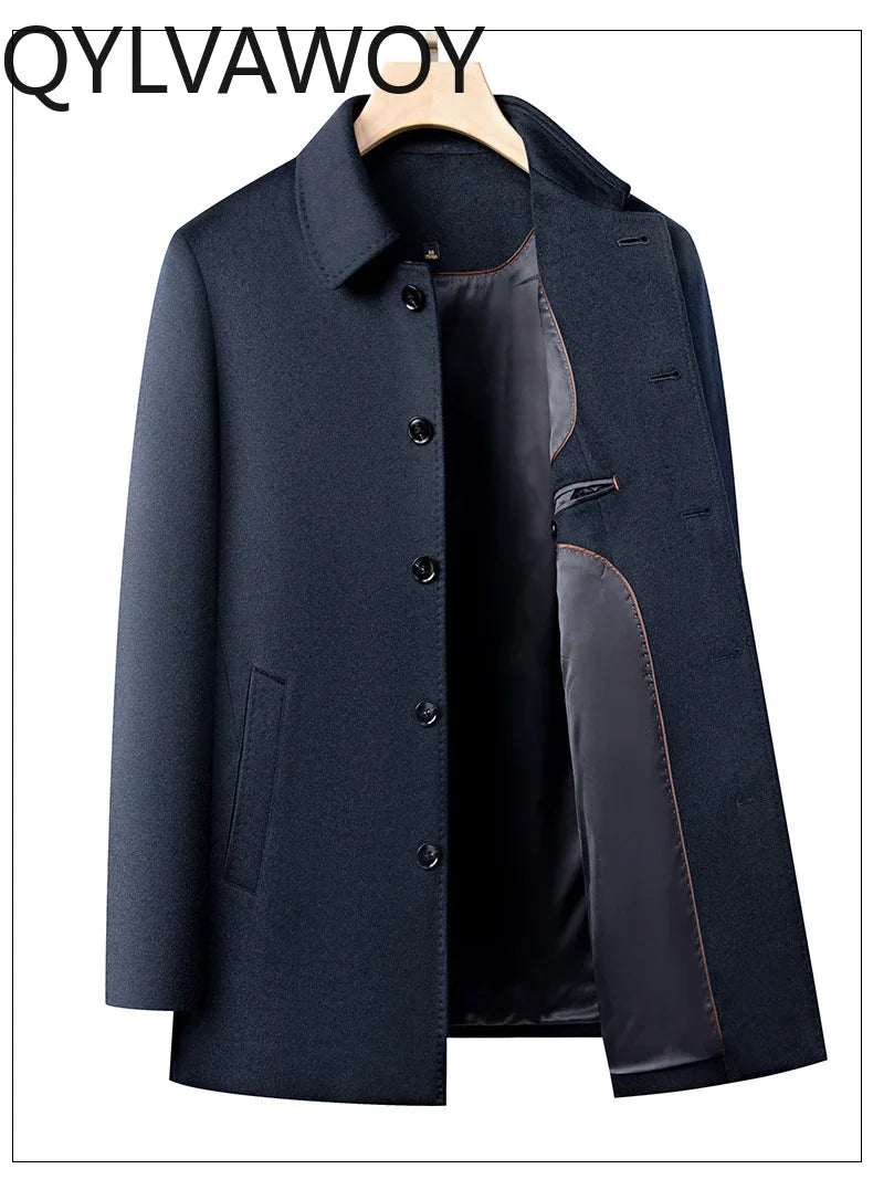 Manteau homme en laine bleu foncé – CLEVI Paris