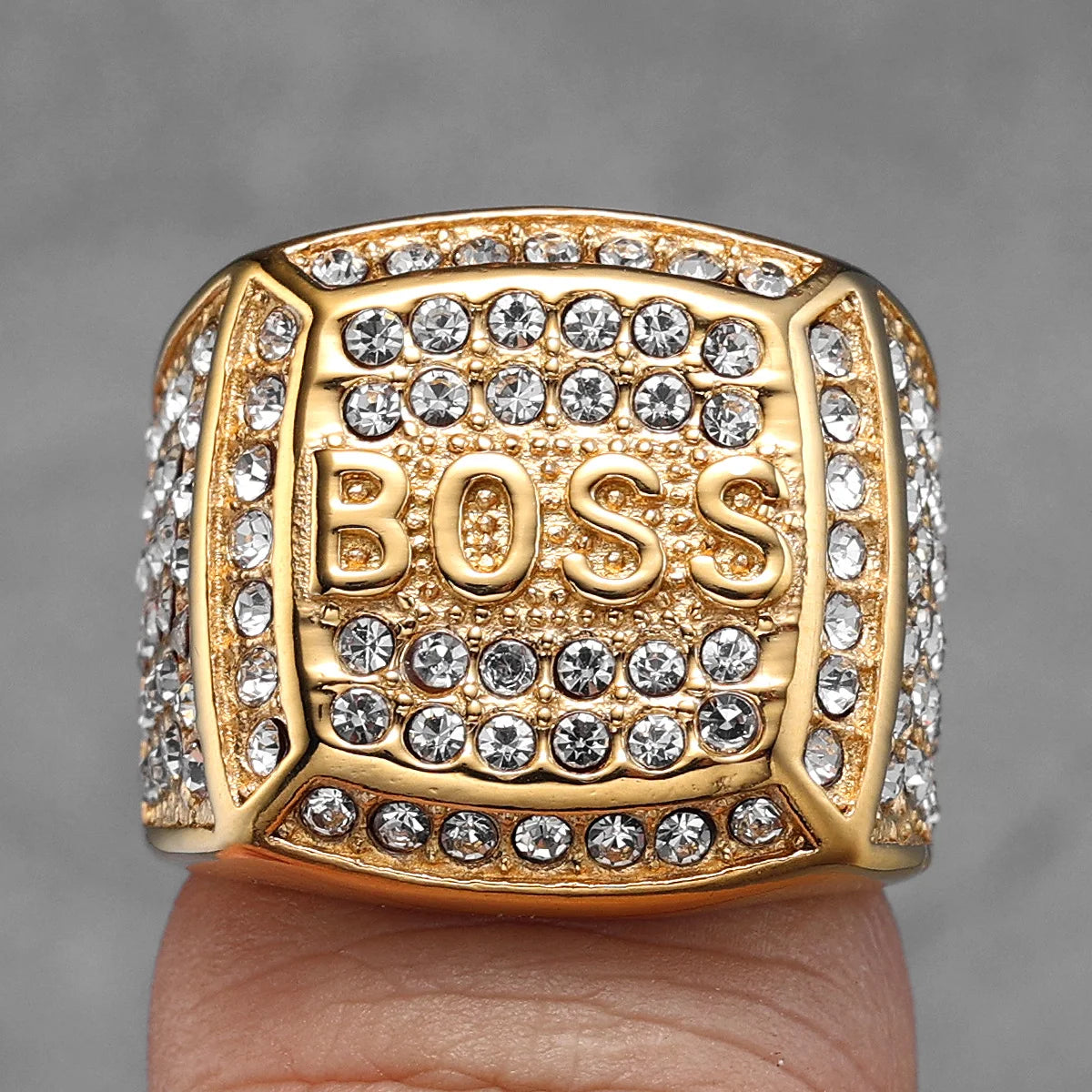 Bague Homme Punk Acier Inoxydable 316L Strass – CLEVI Paris