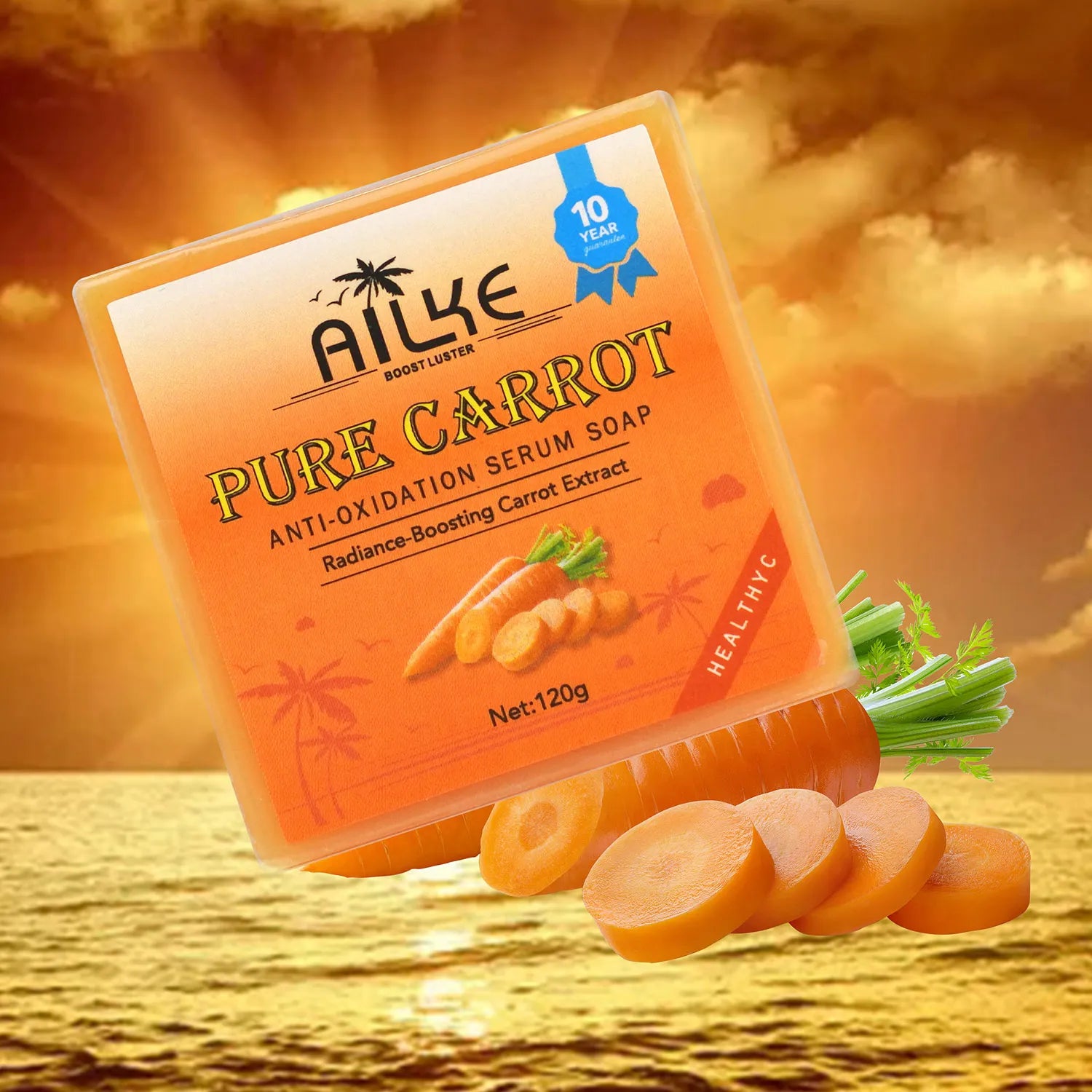 Savon Artisanal AILKE Carotte & Vitamine C 120g – Éclaircissant, Antioxydant & Hydratant – CLEVI Paris
