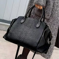 Sac Épaule Femme PU Motif Croco Rétro Grande Capacité Noir – CLEVI Paris