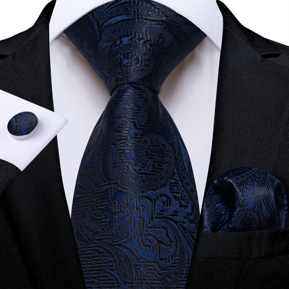 Coffret cravate homme paisley, pochette et boutons – CLEVI Paris