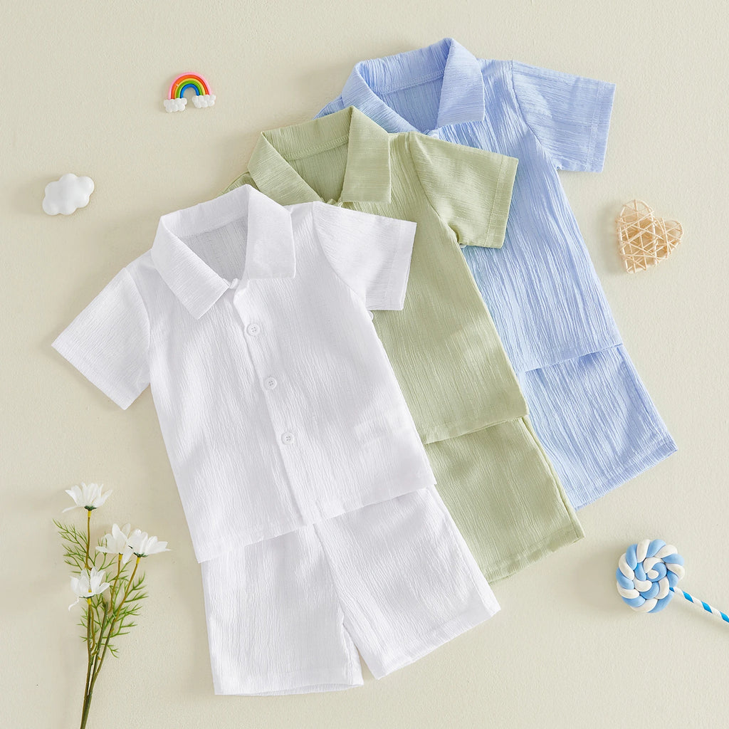 Ensemble garçon chemise texturée et short – CLEVI Paris