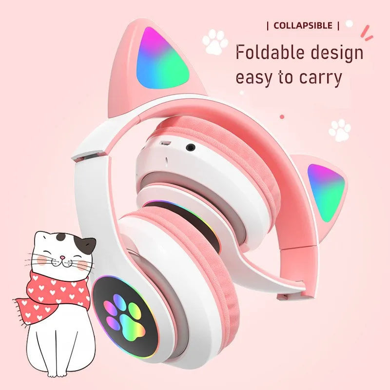 Casque Bluetooth Oreilles de Chat LED Micro Enfant Fille – CLEVI Paris