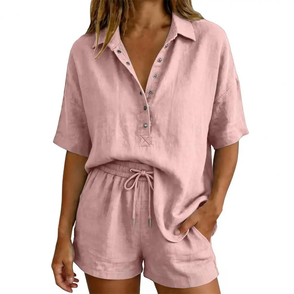 Ensemble femme chemisier et short uni – CLEVI Paris