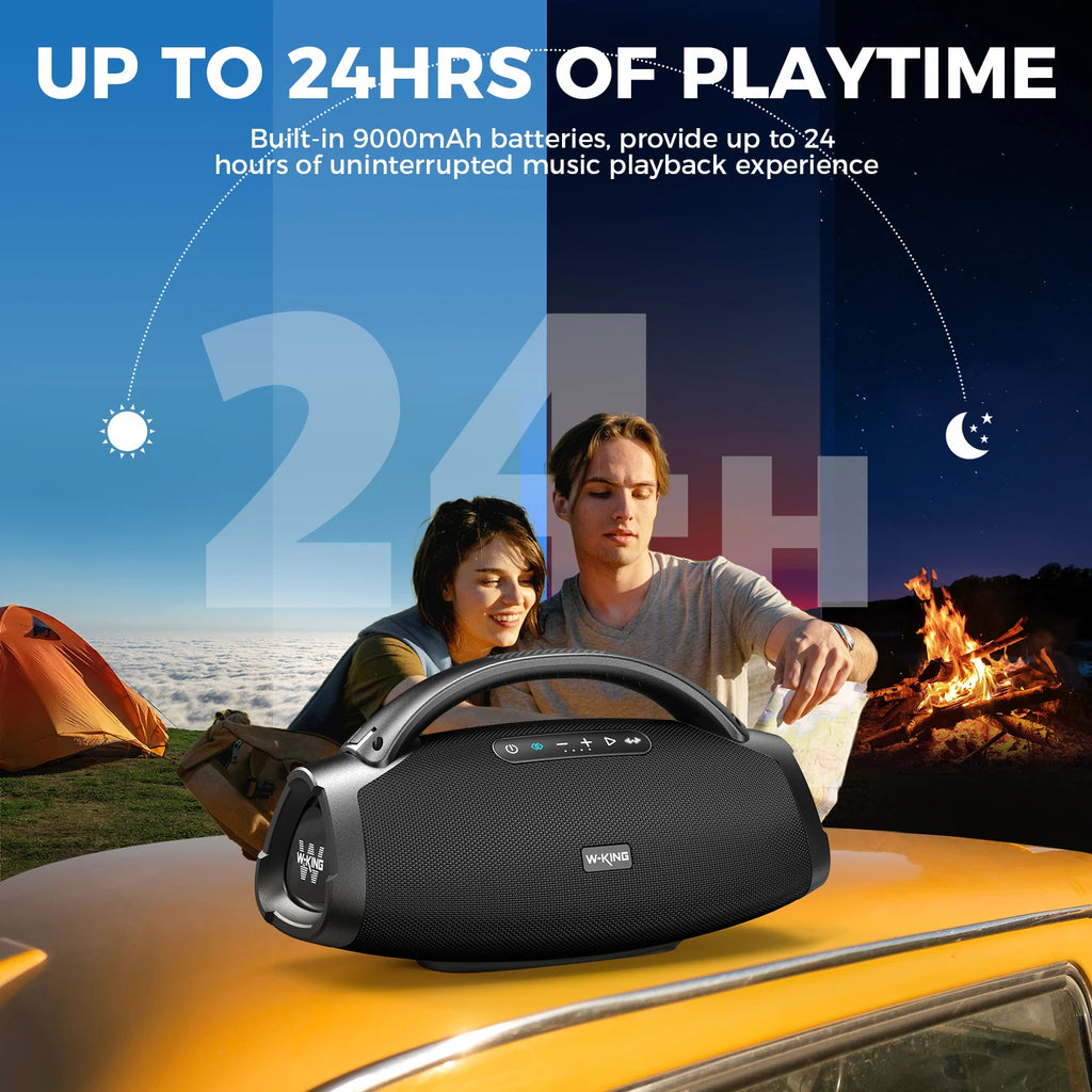 Enceinte Bluetooth Puissante 200W RMS – IP67, 24h, Basse Profonde, Karaoké | W-KING X20