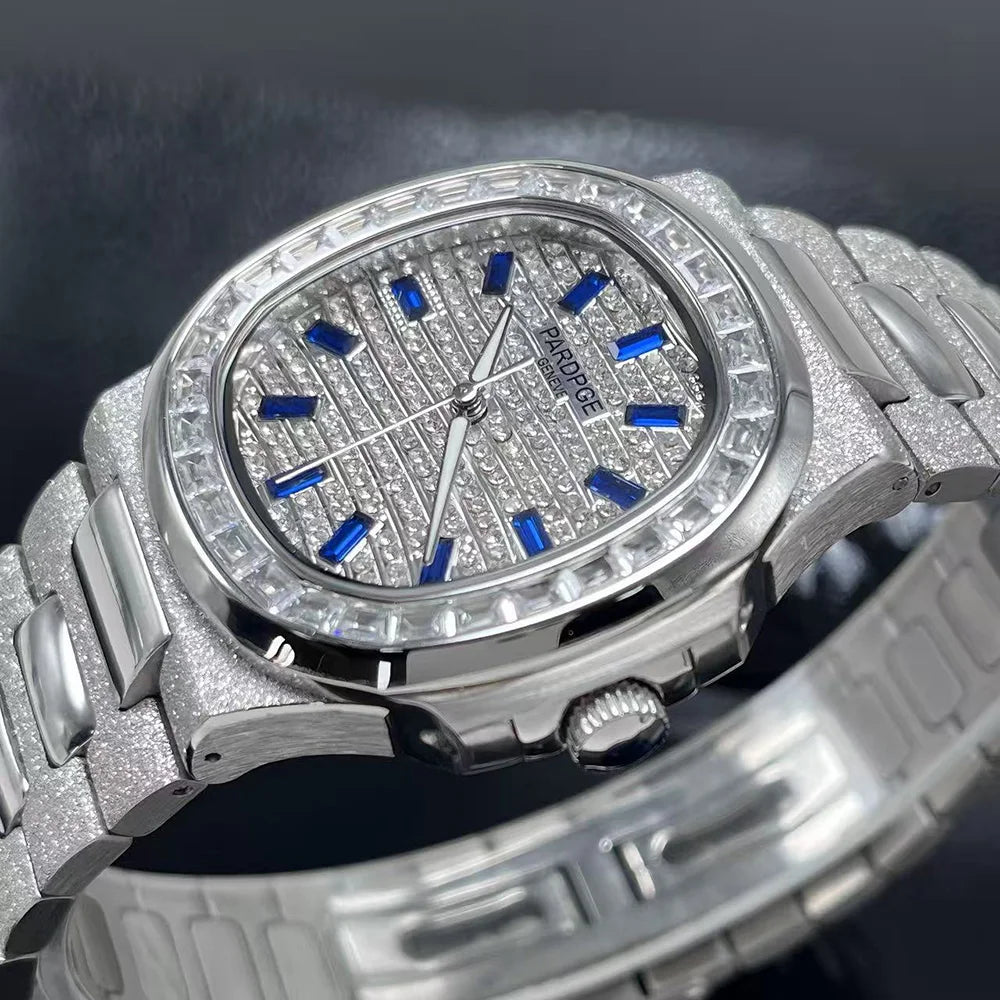 Montre Homme Automatique Carrée Index Diamants Lumineux Acier Huayra – CLEVI Paris