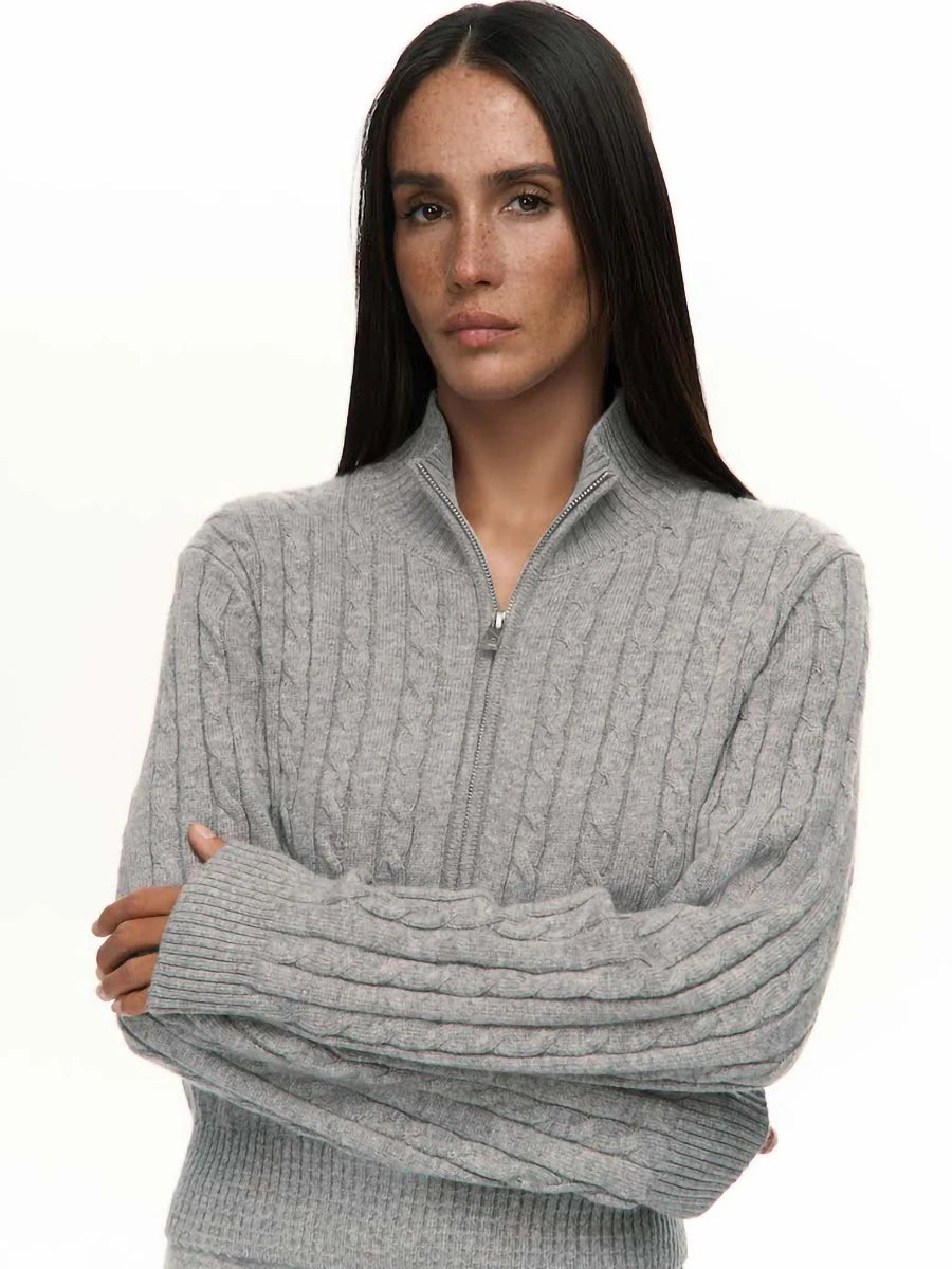 Ensemble femme pull col zippé et pantalon – CLEVI Paris
