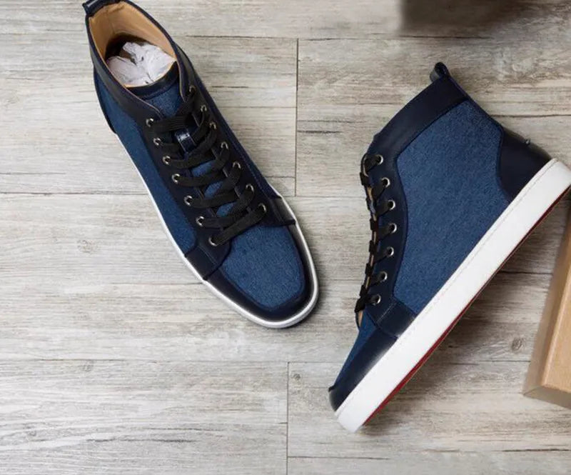 Sneakers Montantes Denim Multicolore Style Basket Homme – CLEVI Paris
