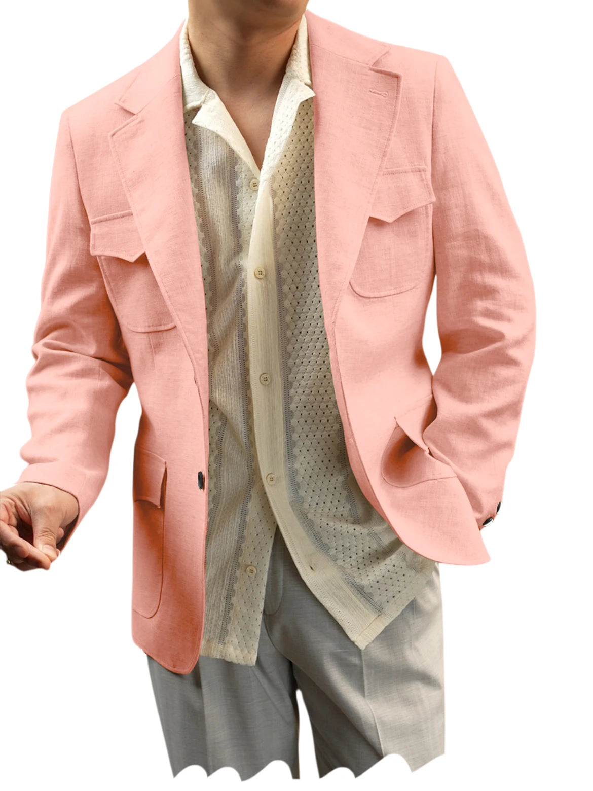 Blazer lin homme beige léger – CLEVI Paris