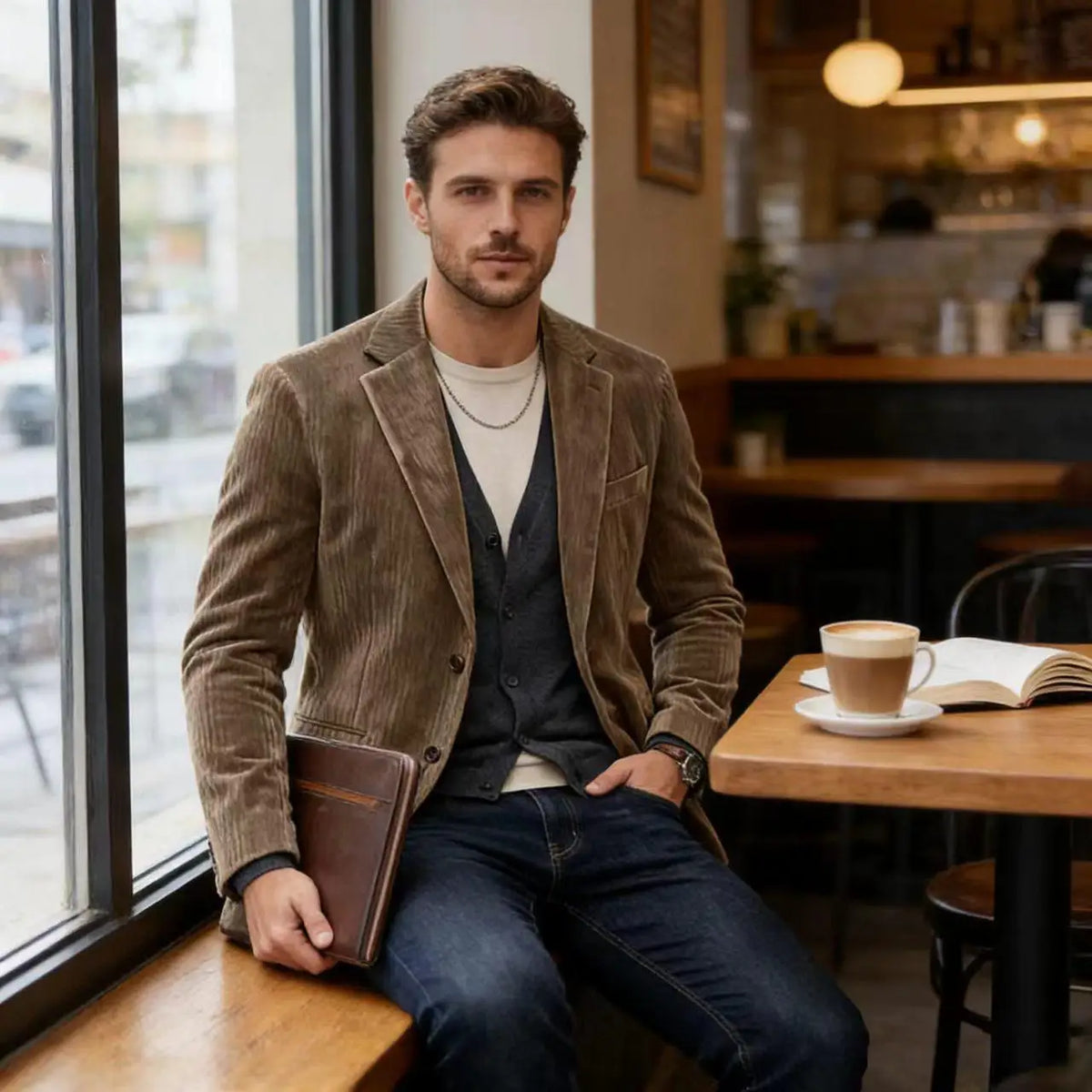 Blazer homme en velours côtelé, coupe ajustée – CLEVI Paris