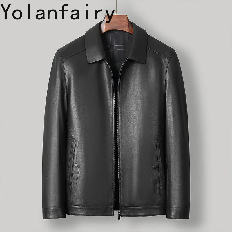 Veste courte homme en cuir de mouton zippée – CLEVI Paris