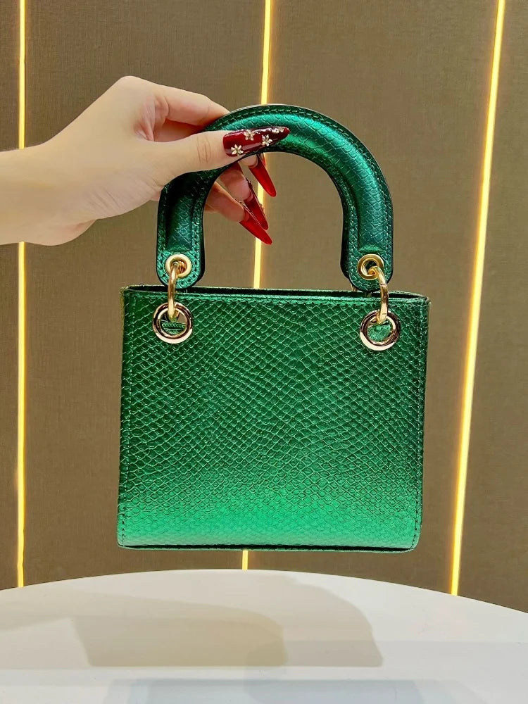 Mini Tote Bag Femme PU Rigide Motif Serpent 17×8×14,5cm 6 Coloris – CLEVI Paris