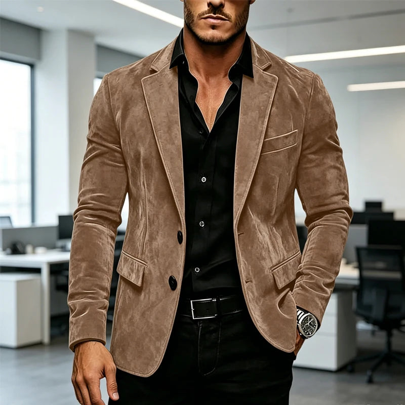 Blazer homme en velours effet suédé 2 boutons – CLEVI Paris