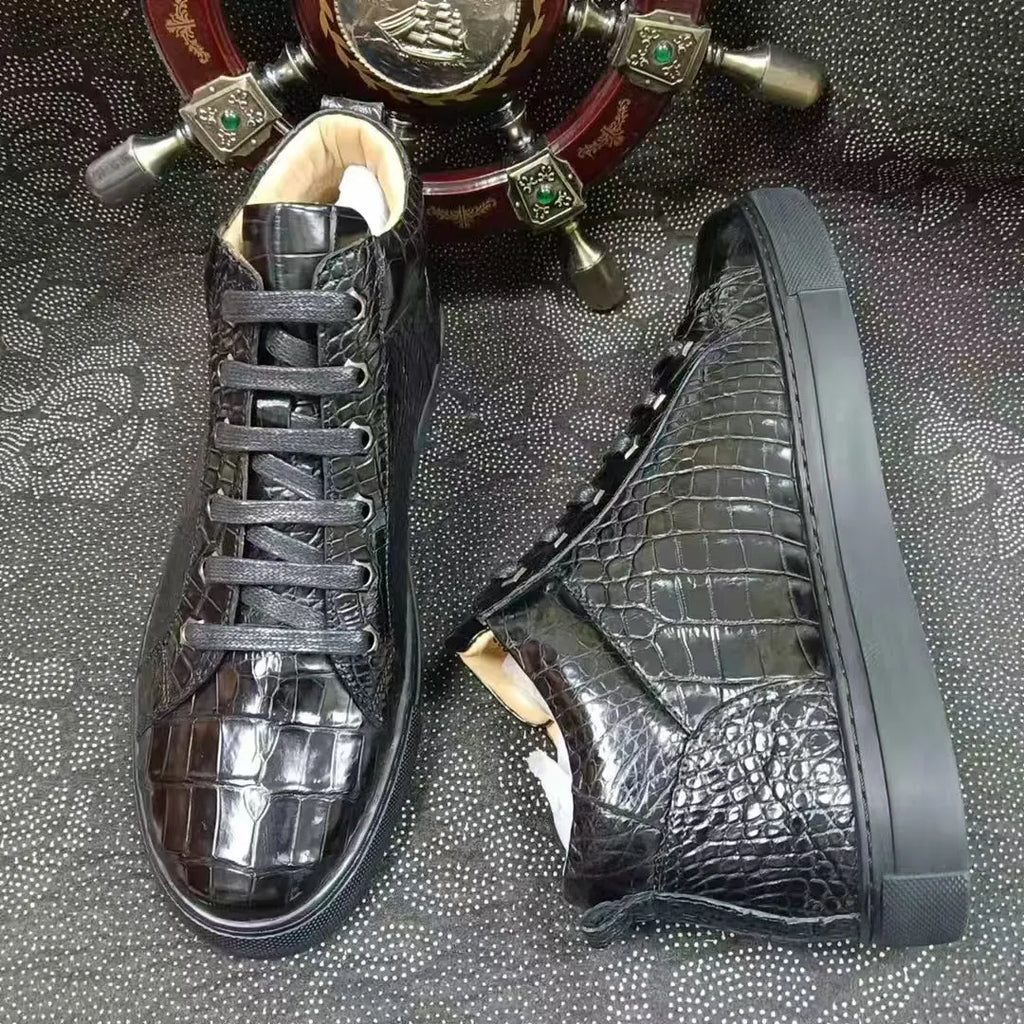 Sneakers homme noires en cuir à lacets – CLEVI Paris