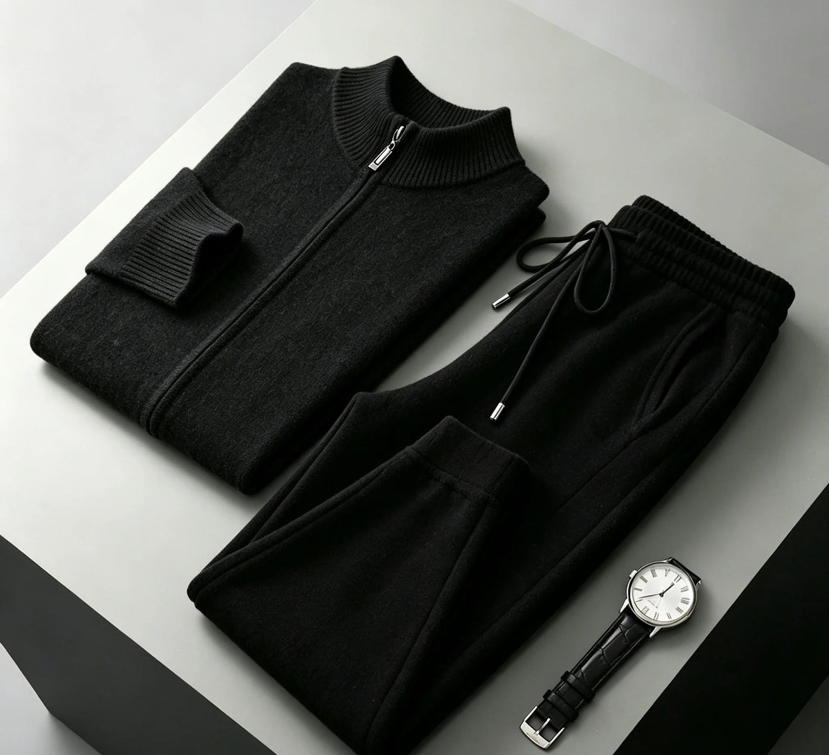 Ensemble homme laine mérinos col montant – CLEVI Paris
