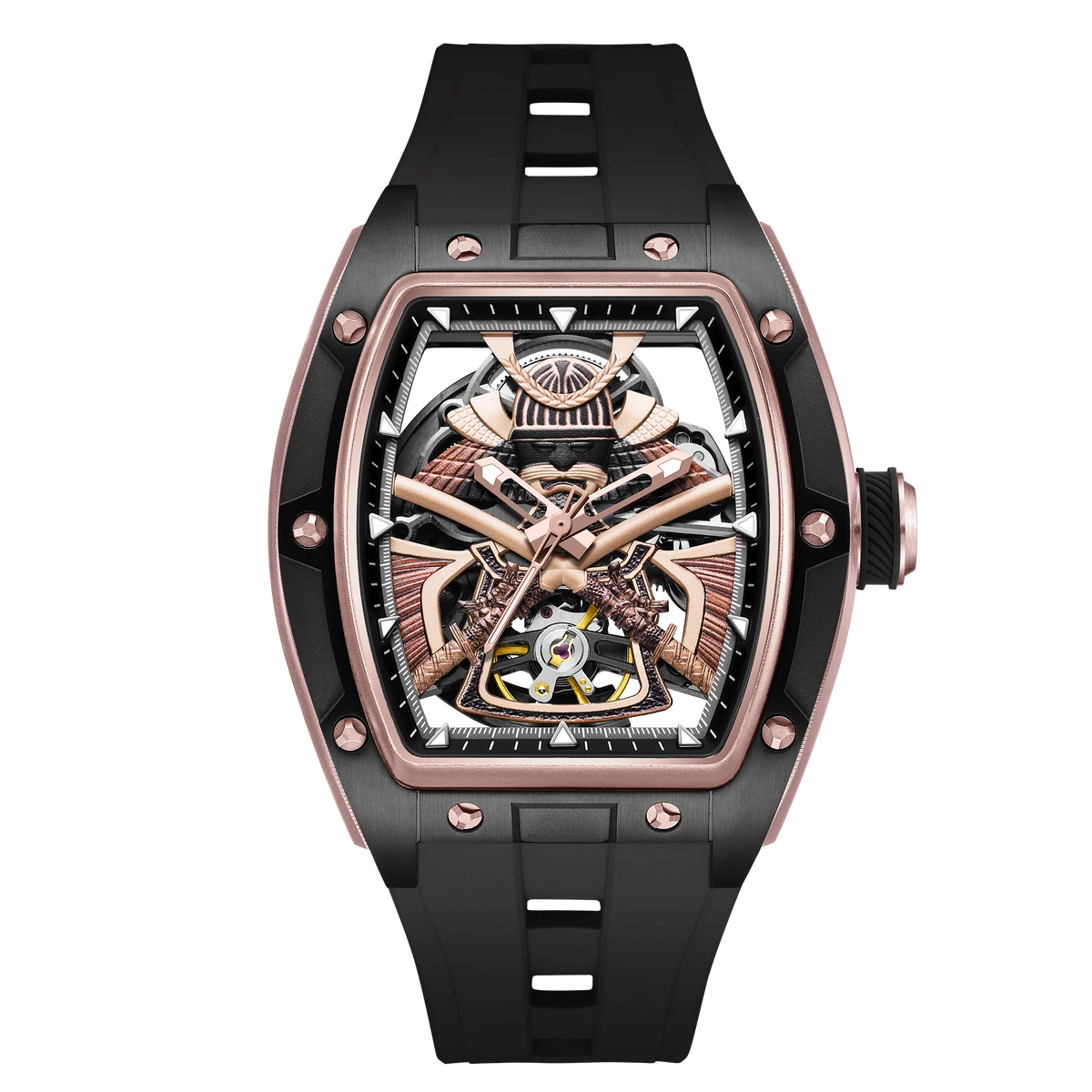 MEGIR 198-5 Montre Homme Automatique Squelette Tourbillon Silicone Lumineux 30M – CLEVI Paris