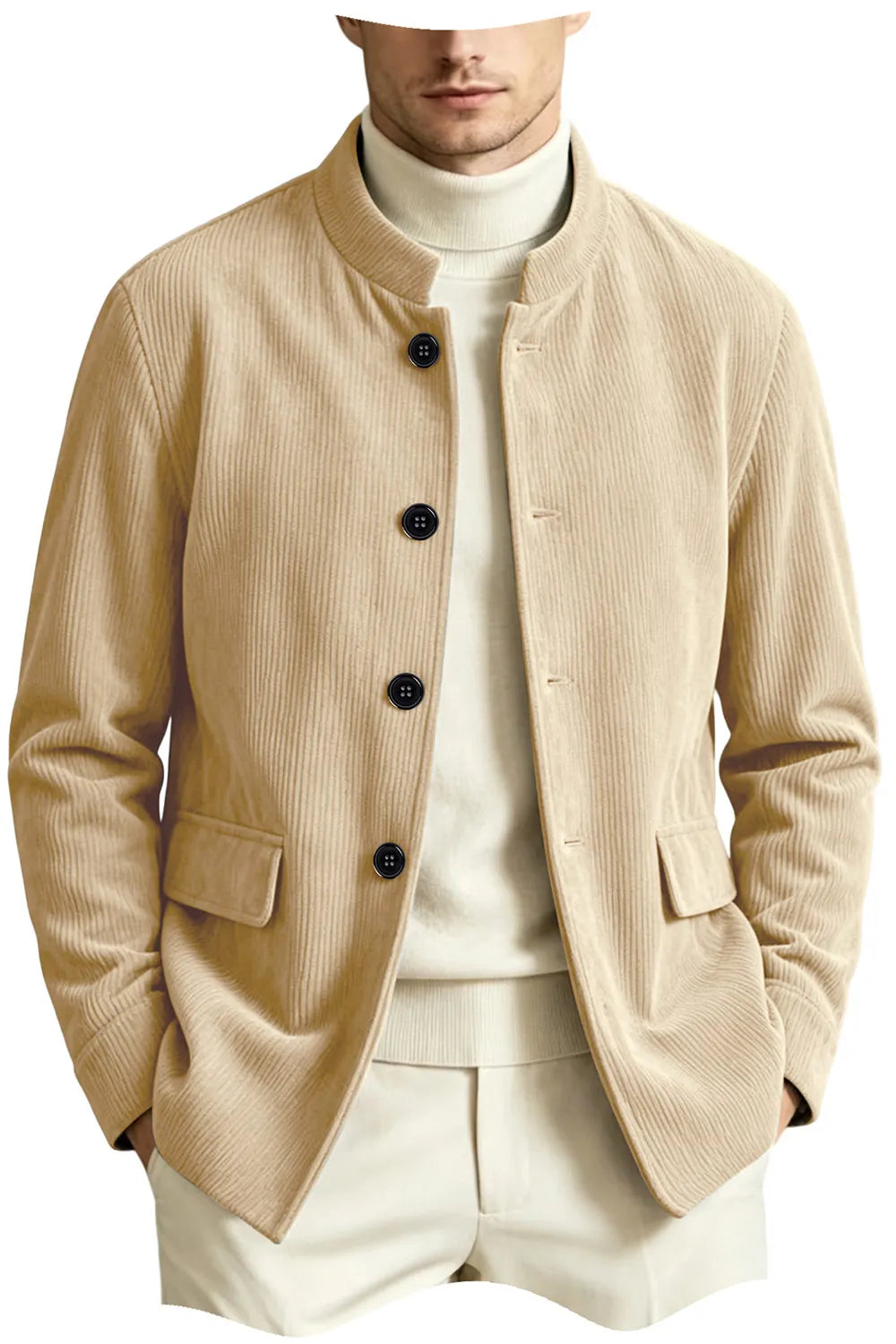 Blazer homme en velours côtelé à col montant – CLEVI Paris