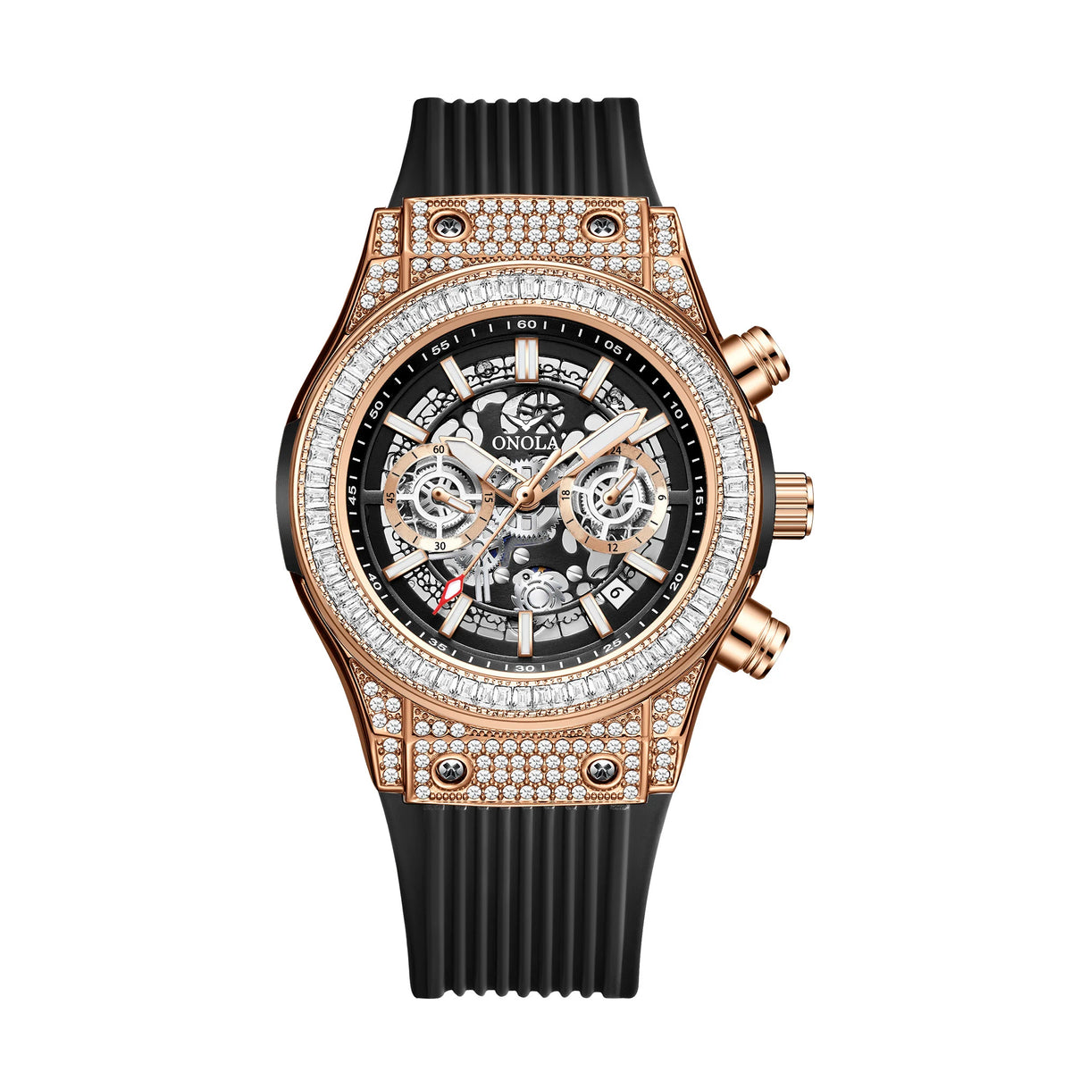 Montre Quartz Tonneau Cadran Creux ONOLA Homme Silicone – CLEVI Paris