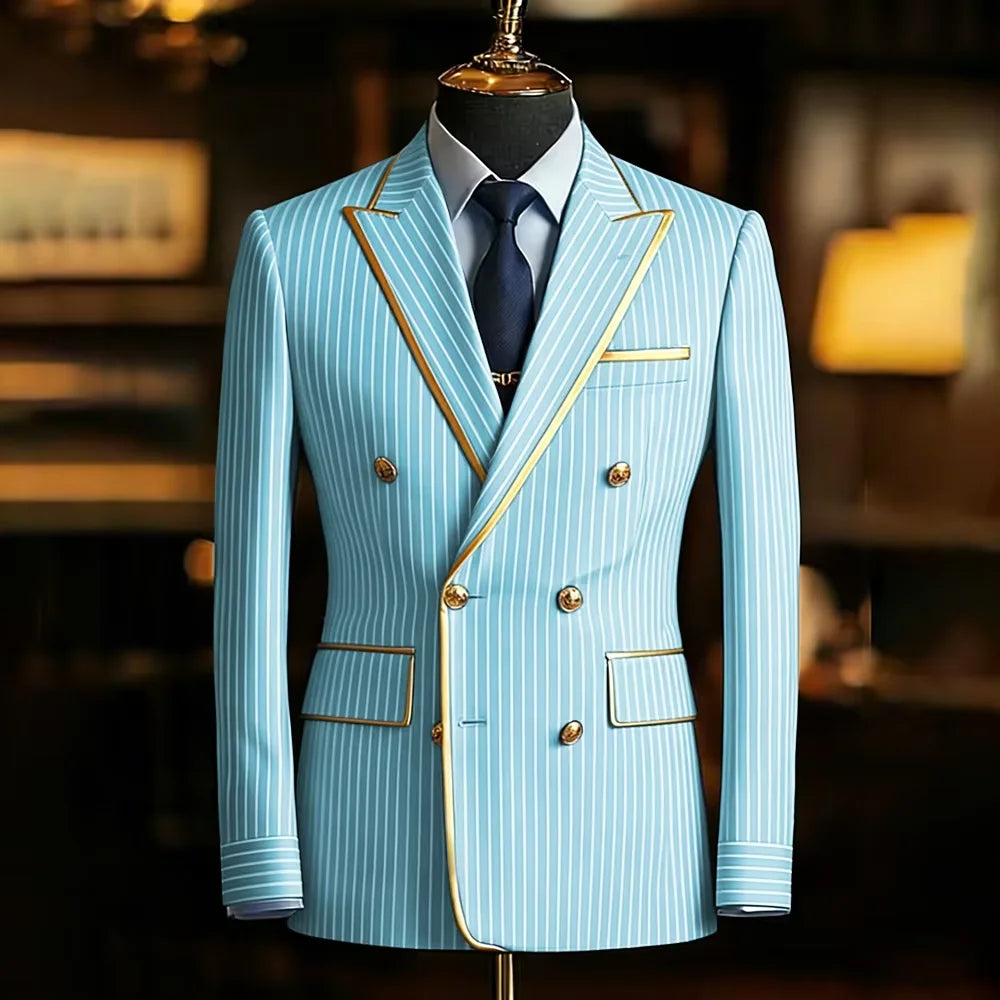 Blazer Croisé Homme Rayures Fines – CLEVI Paris