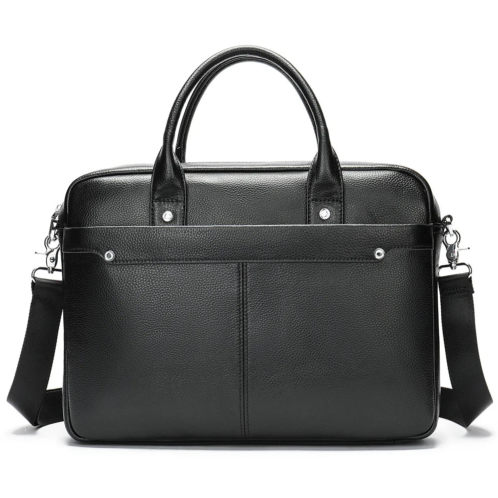 Sacoche Homme Cuir Vache Véritable PC 14" Porte-Documents 40x30cm Noir – CLEVI Paris