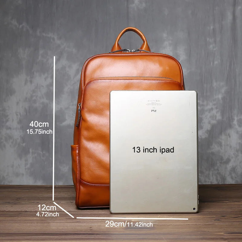 Sac à Dos Cuir Vache Tanné Végétal Laptop Unisexe – CLEVI Paris