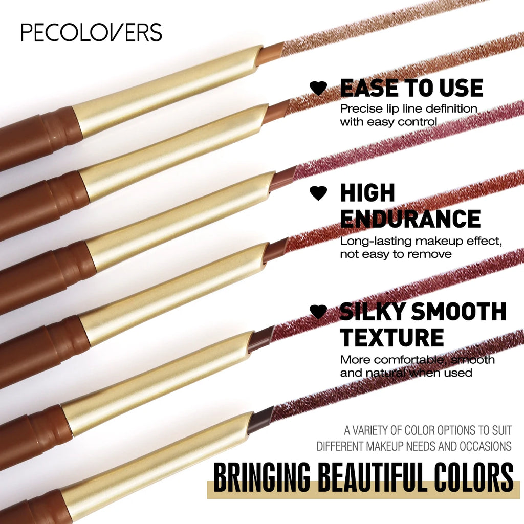 Crayon Contour Lèvres Mat PECOLOVERS – 6 Teintes, Longue Tenue & Embout Biseauté – CLEVI Paris
