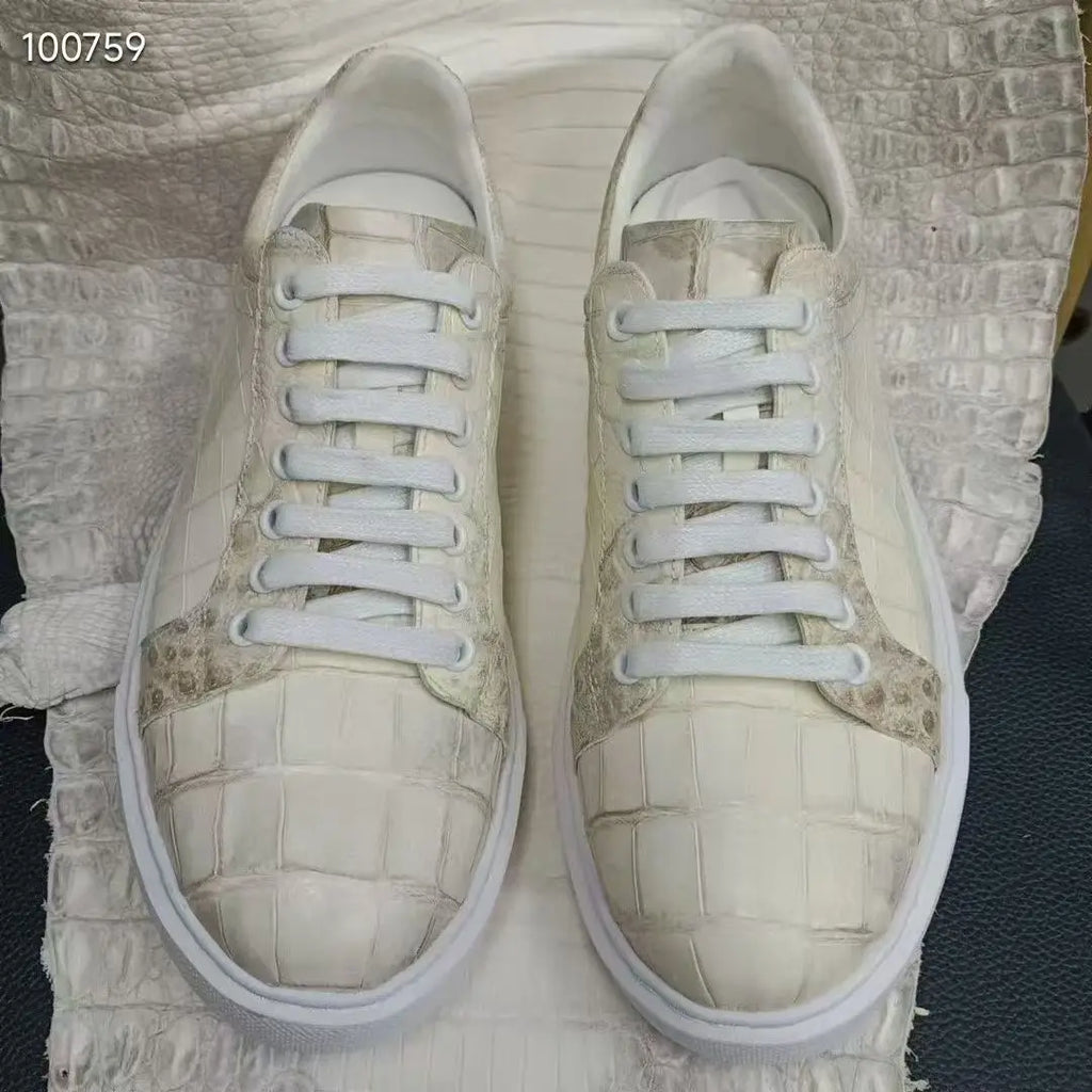 Sneakers homme beiges en cuir à lacets – CLEVI Paris