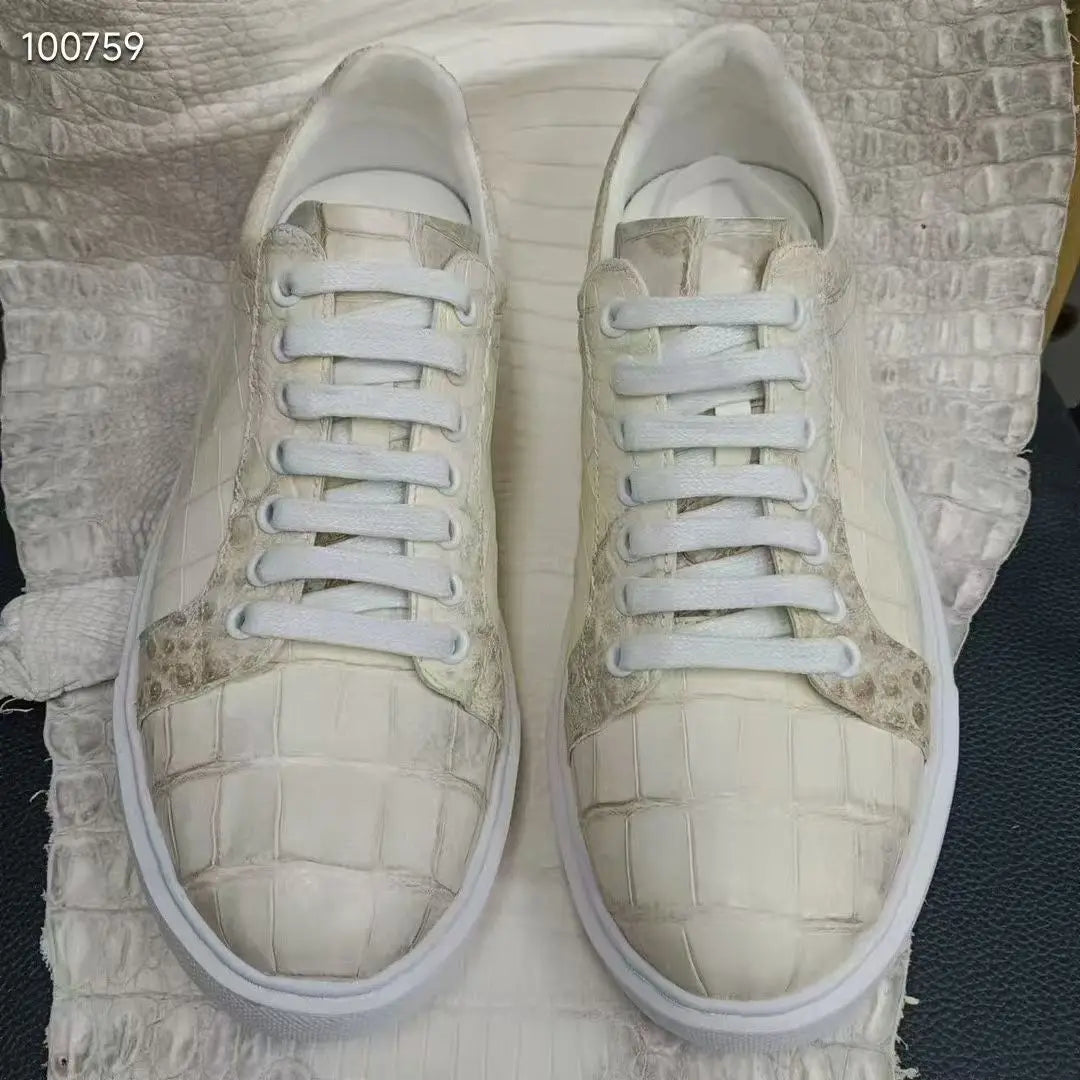 Sneakers homme beiges en cuir à lacets – CLEVI Paris