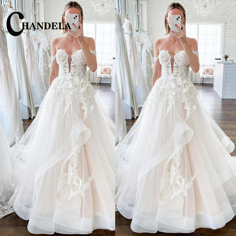 Robe de mariée A-line à volants – CLEVI Paris
