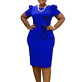 Robe Femme Grande Taille Manches Courtes Crayon Mi-Mollet Décor Floral Bureau – CLEVI Paris