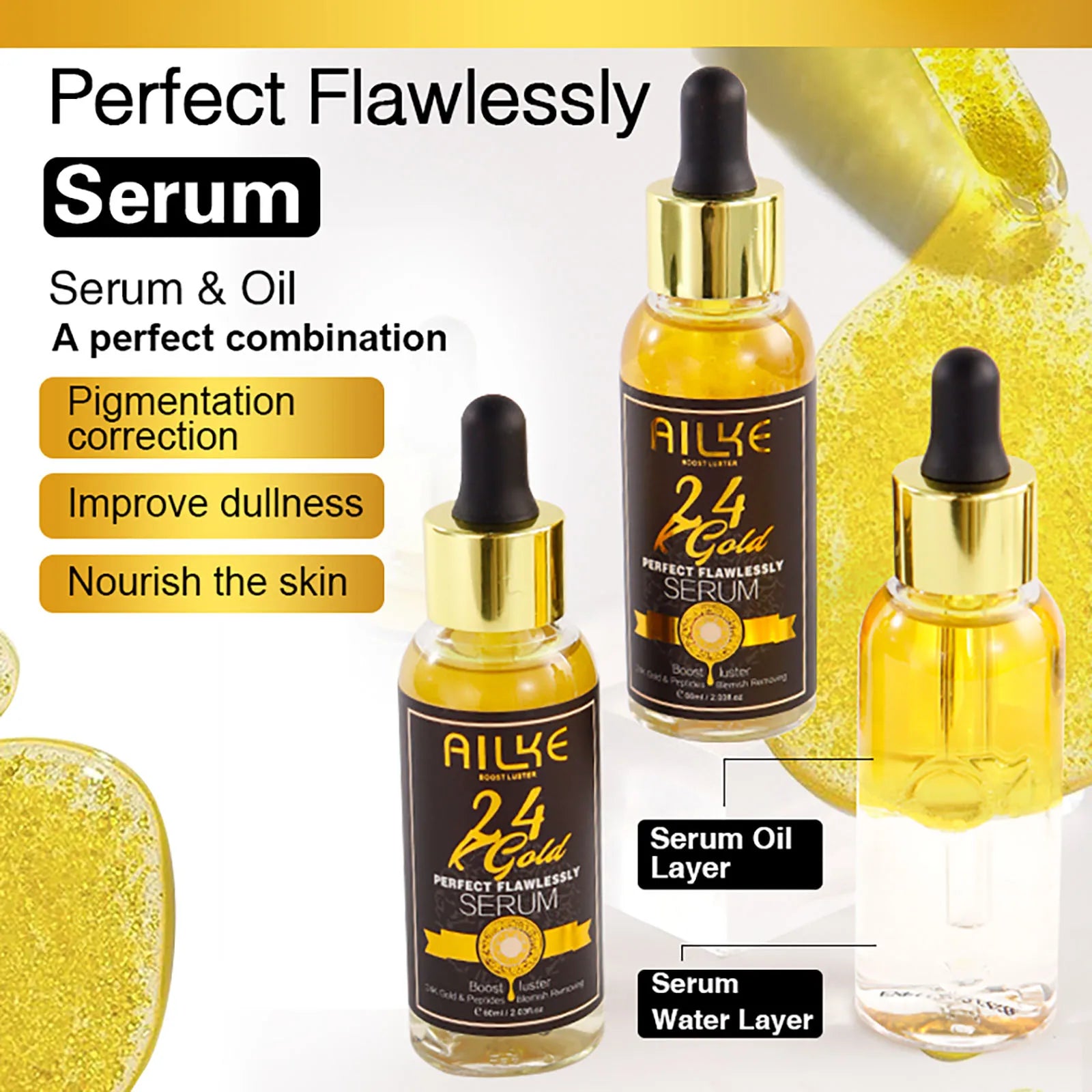 Gamme Soins Peau AILKE 24K Gold – Turmeric, Glutathion & Vitamine C – Éclaircissant & Anti-Taches – CLEVI Paris