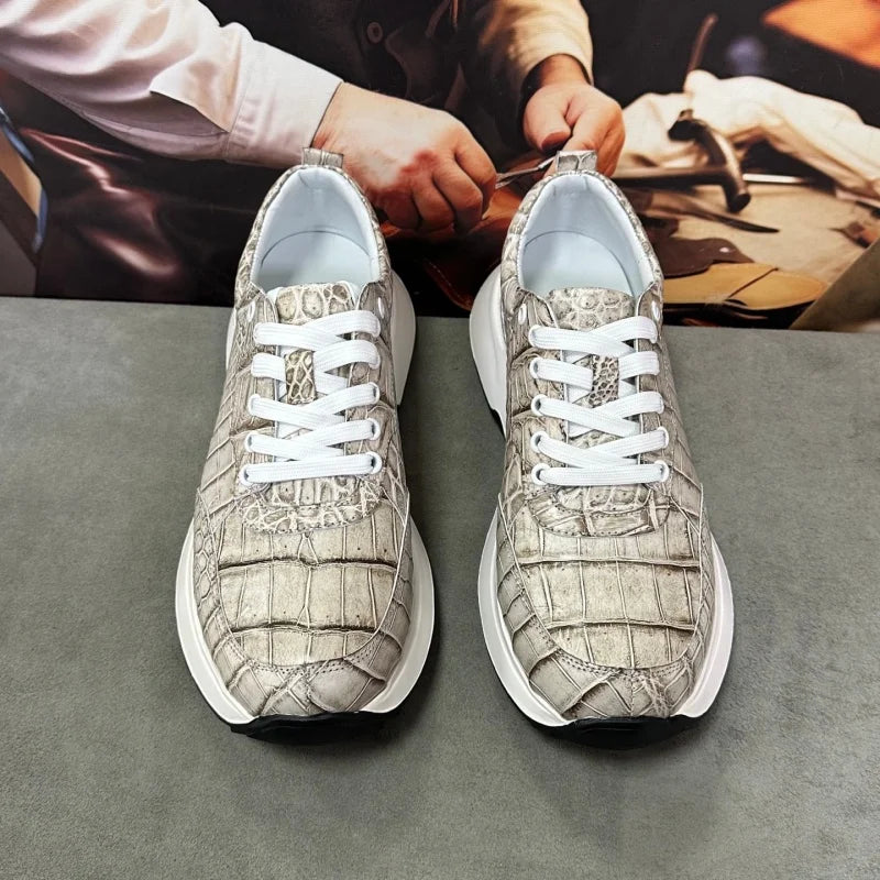 Sneakers basses homme grises à lacets – CLEVI Paris