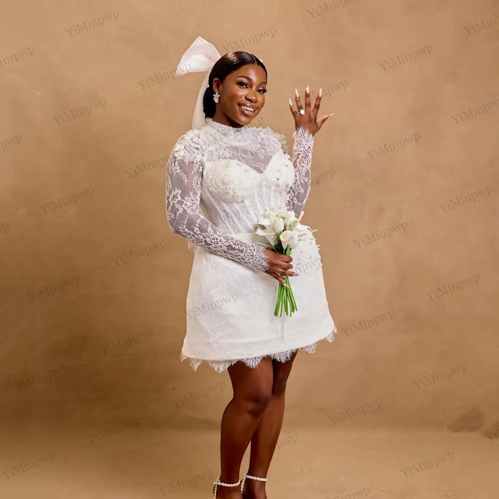 Robe de mariée courte à fleurs – CLEVI Paris