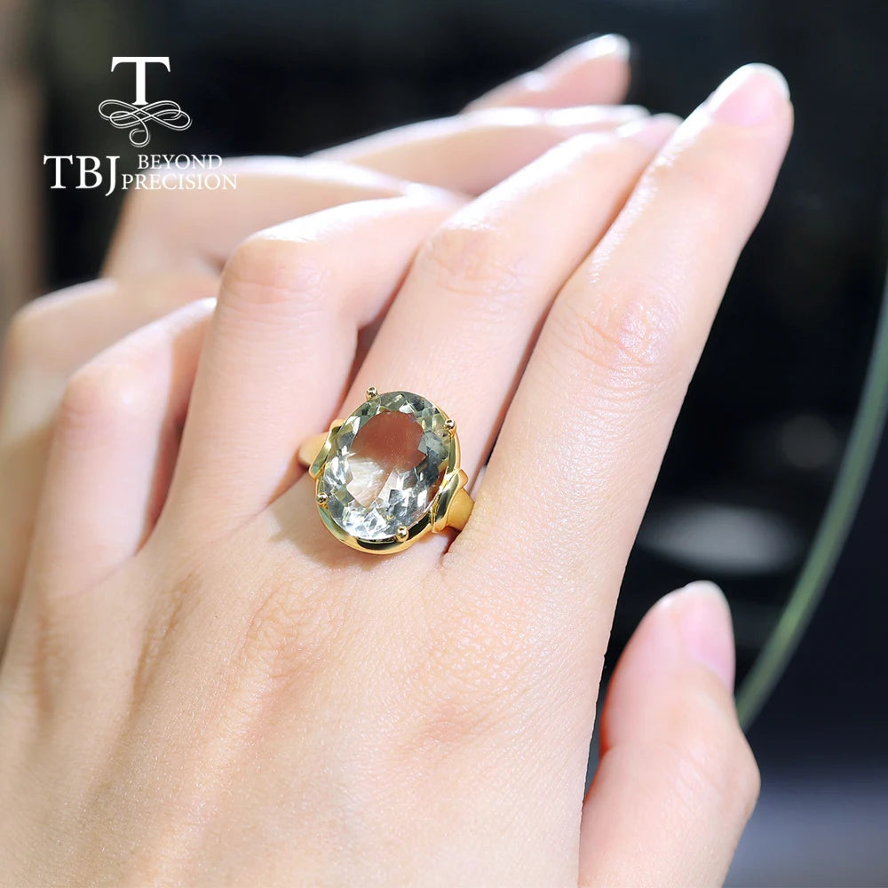 Bague argent 925 à améthyste verte ovale – CLEVI Paris