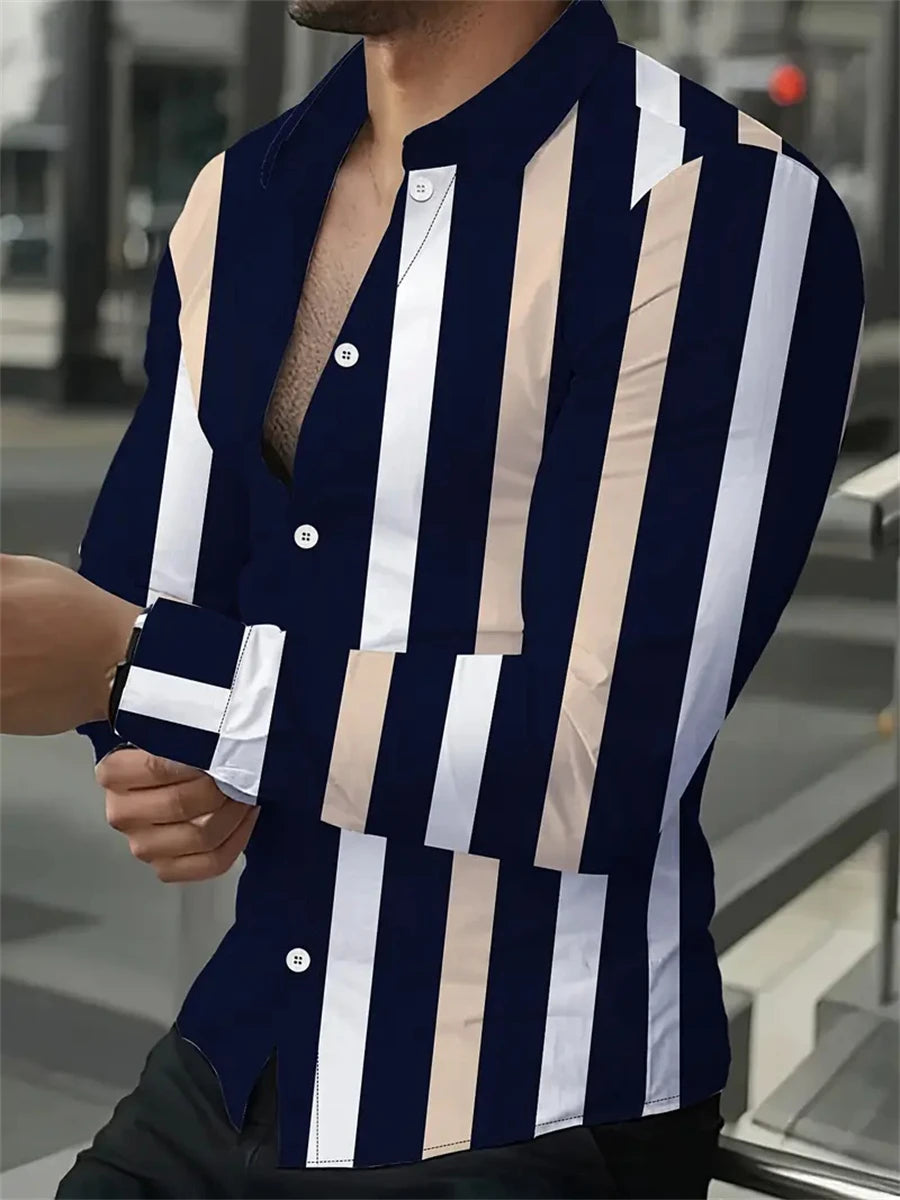 Chemise homme imprimée à manches longues – CLEVI Paris