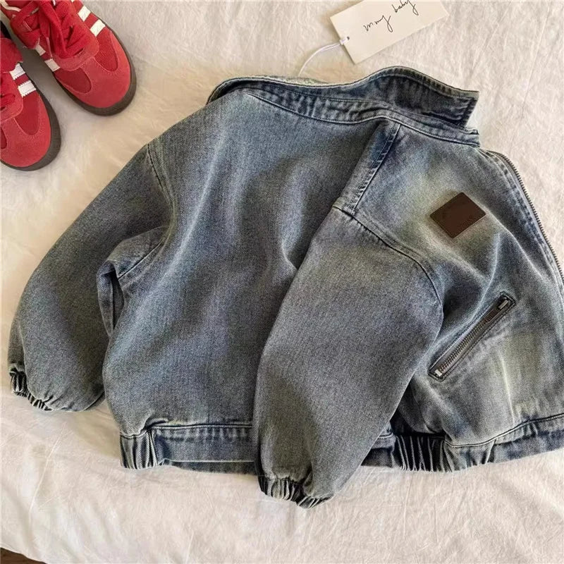 Veste en jean enfant zippée unisexe – CLEVI Paris