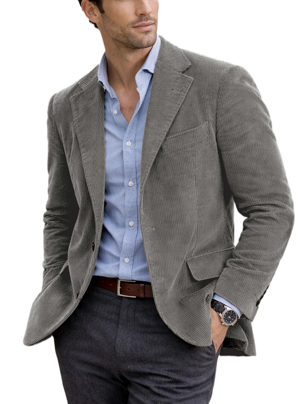 Blazer homme en velours côtelé à 2 boutons – CLEVI Paris
