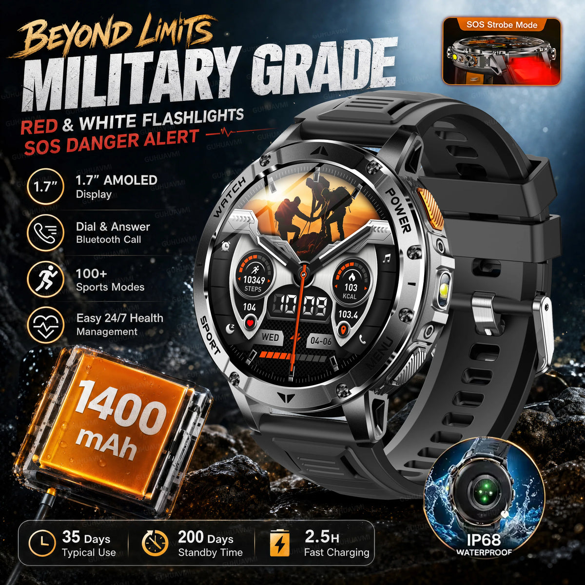 Montre AK112 AMOLED 1,7″ 1400 mAh – CLEVI Paris